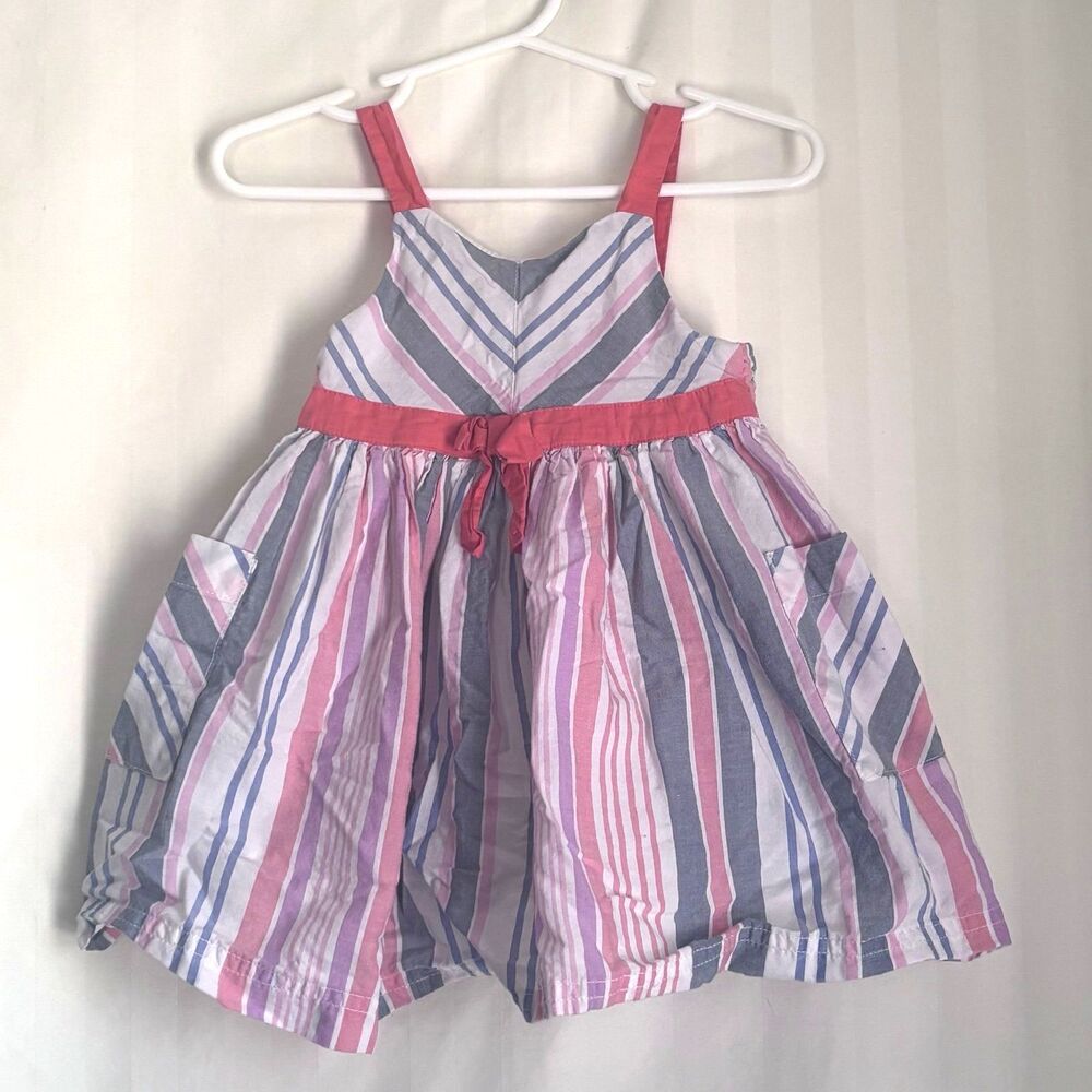 Cherokee Toddler Girls Sleeveless Striped Sundress Pink Purple Blue Dress 18M